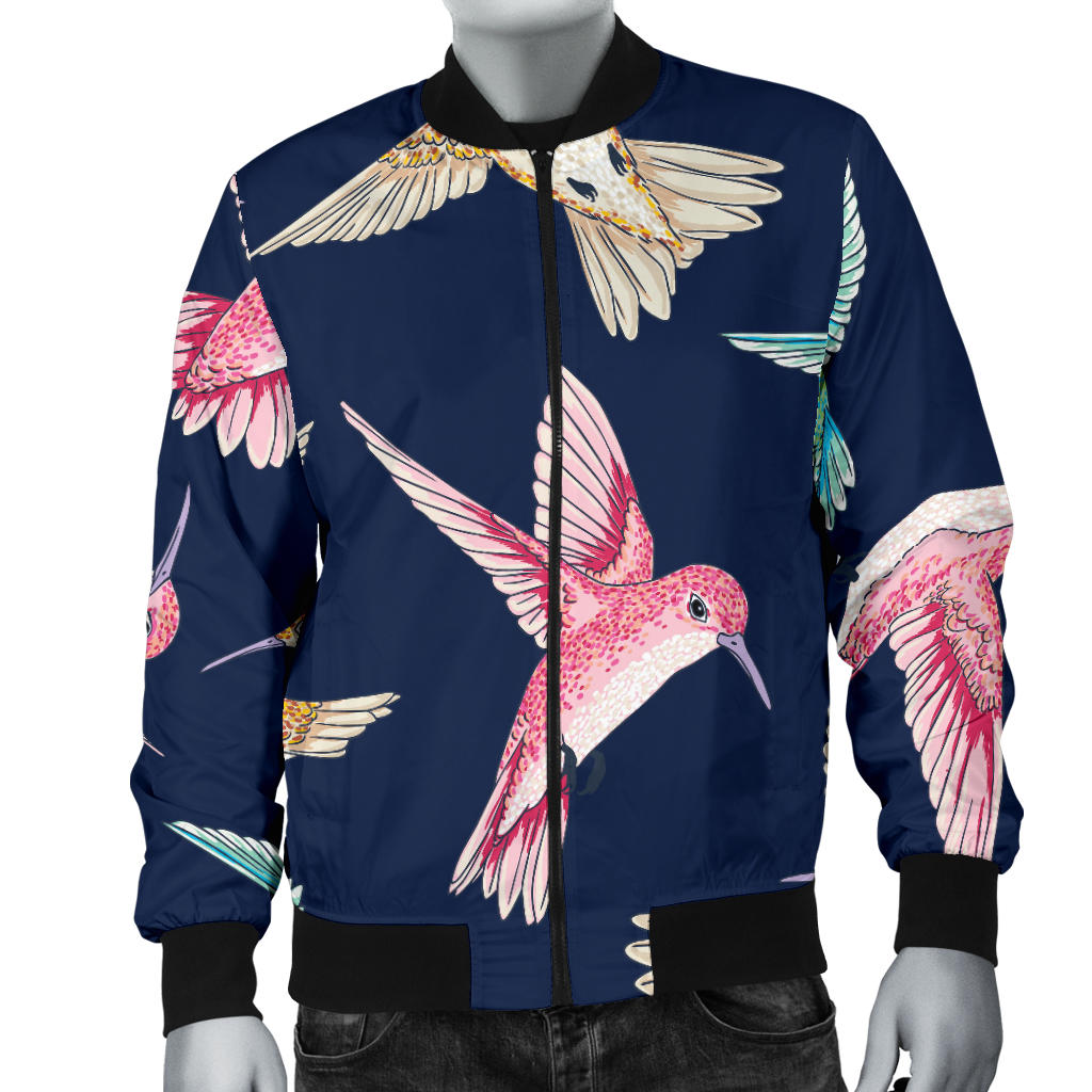 Hummingbird Cute Pattern Print Design 01 Men Bomber Jacket