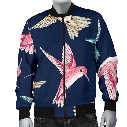Hummingbird Cute Pattern Print Design 01 Men Bomber Jacket