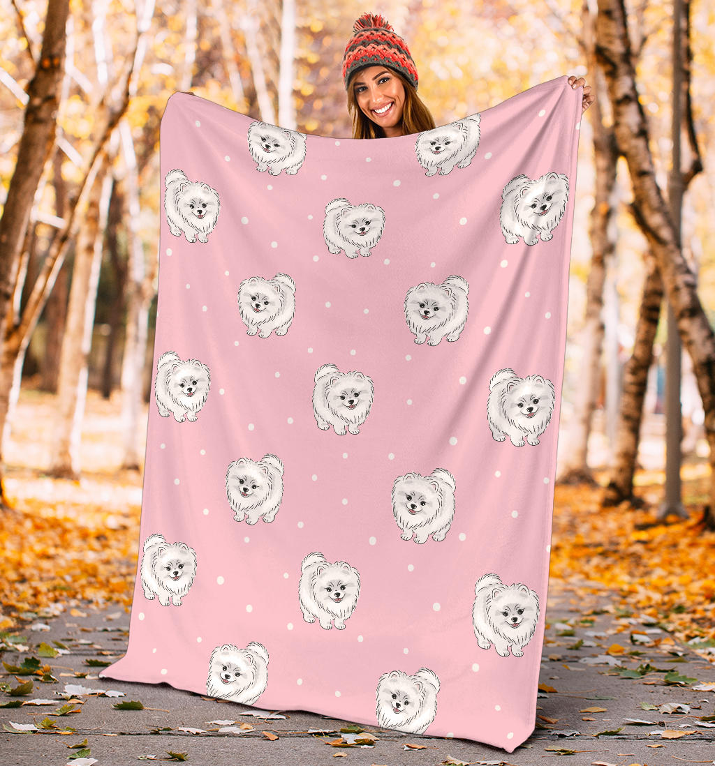 Pomeranians Pattern Print Design A02 Premium Blanket
