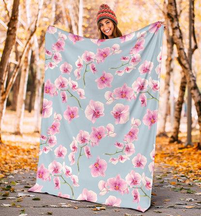 Orchid Pattern Print Design A01 Premium Blanket