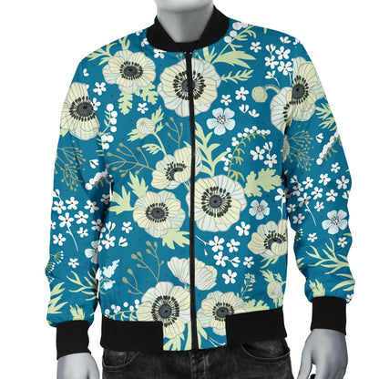 Anemone Pattern Print Design 01 Men Bomber Jacket