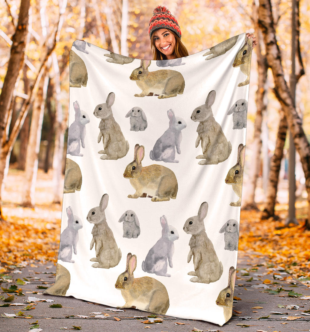 Rabbit Pattern Print Design 02 Premium Blanket