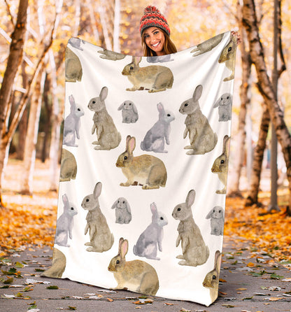 Rabbit Pattern Print Design 02 Premium Blanket