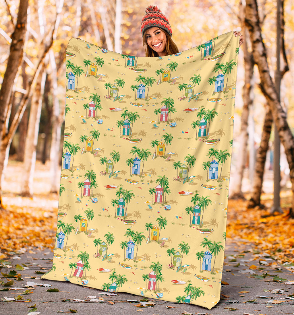 Beach Themed Pattern Print Design 01 Premium Blanket