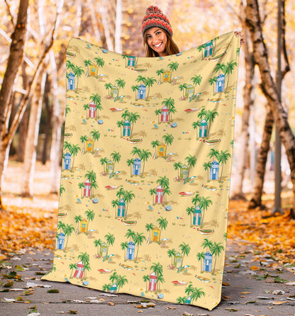 Beach Themed Pattern Print Design 01 Premium Blanket