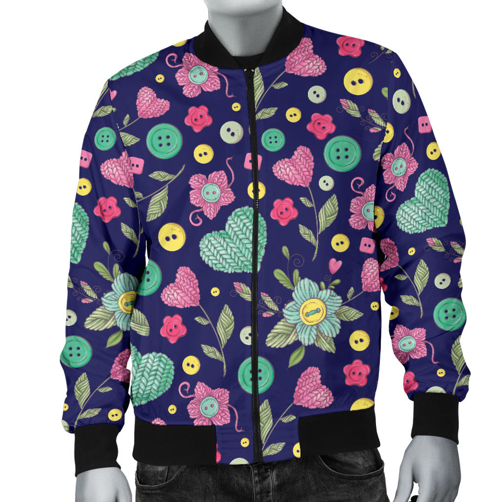 Crochet Pattern Print Design 02 Men Bomber Jacket