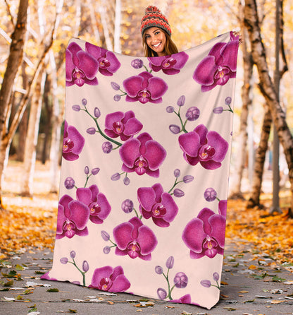 Orchid Pattern Print Design A02 Premium Blanket