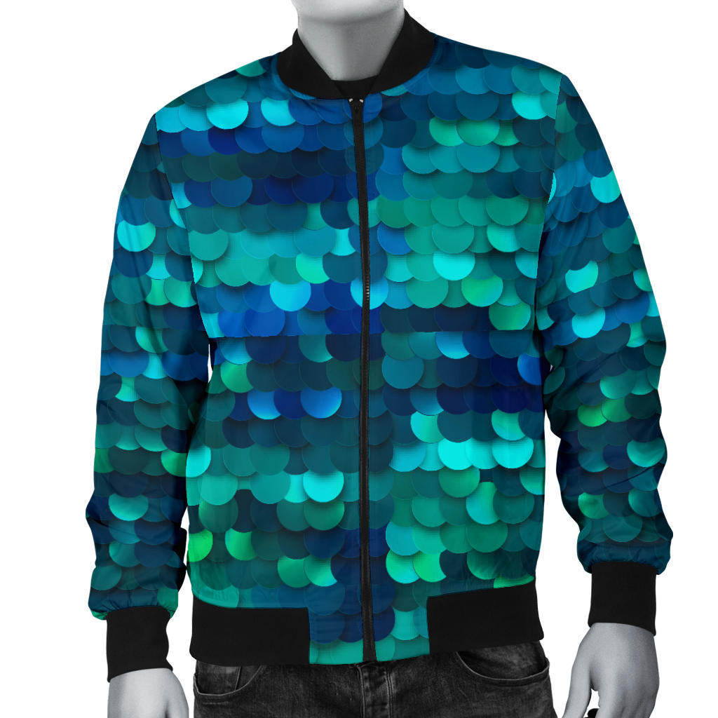 Mermaid Scales Pattern Print Design 06 Men Bomber Jacket