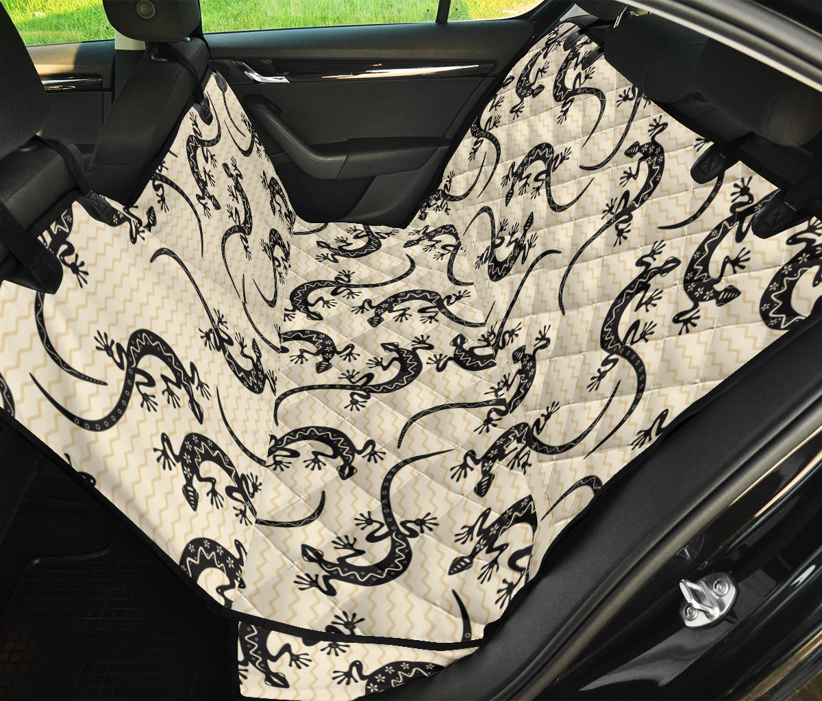 lizard Pattern Print Design 02 Rear Dog Car Seat Cover Hammock