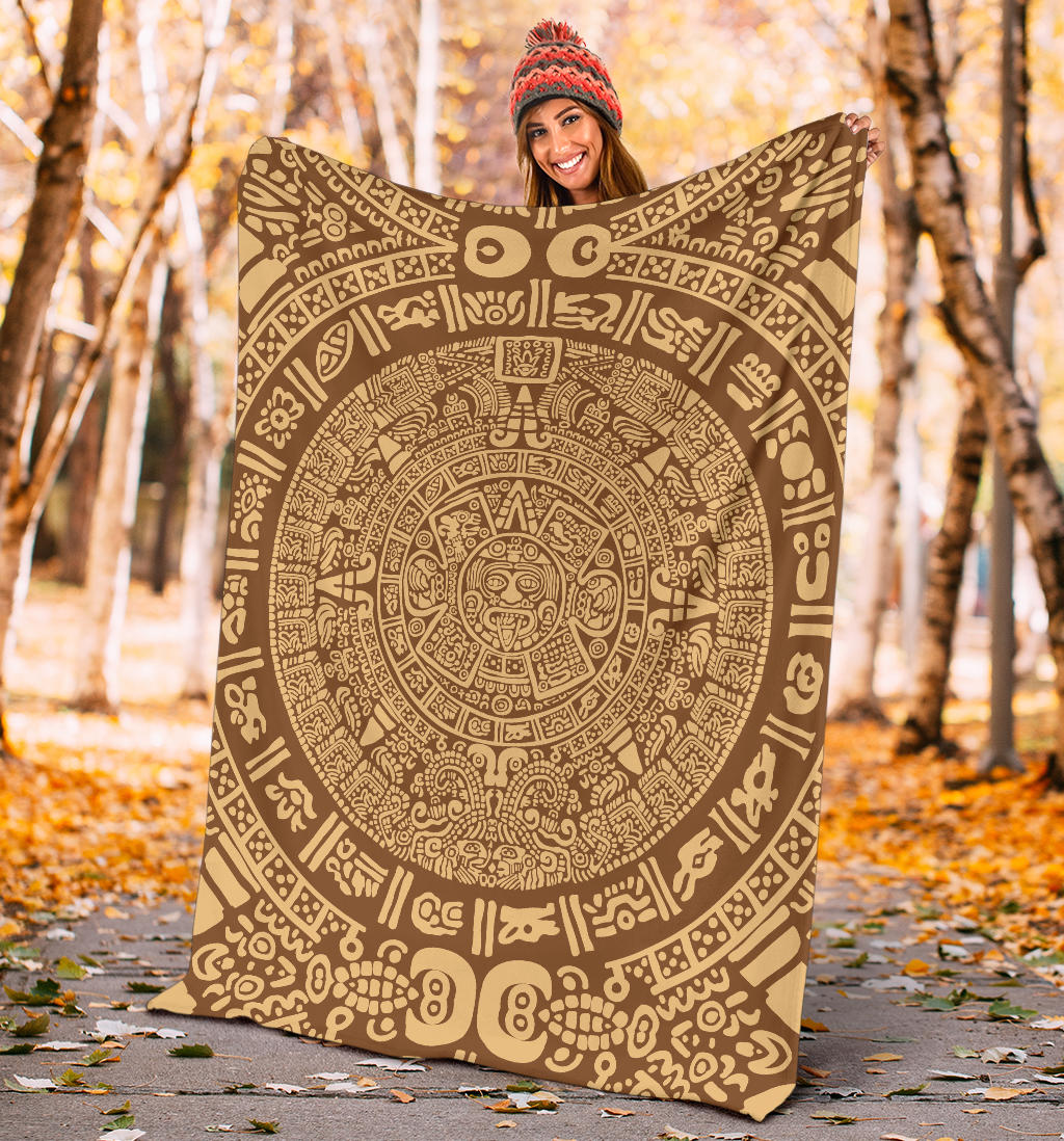 Mayan Pattern Print Design 01 Premium Blanket