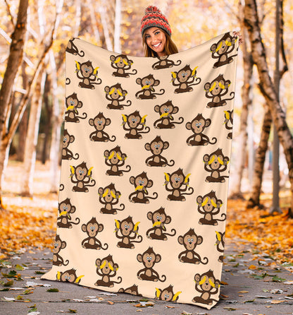 Monkey Pattern Print Design 03 Premium Blanket