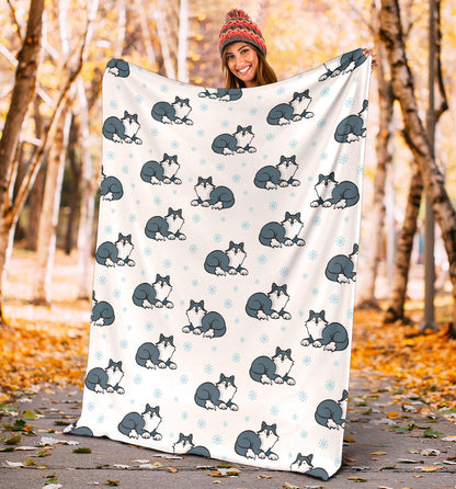Alaskan Malamute Pattern Print Design 03 Premium Blanket