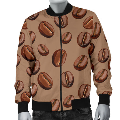 Coffee Pattern Print Design 07 Men Bomber Jacket