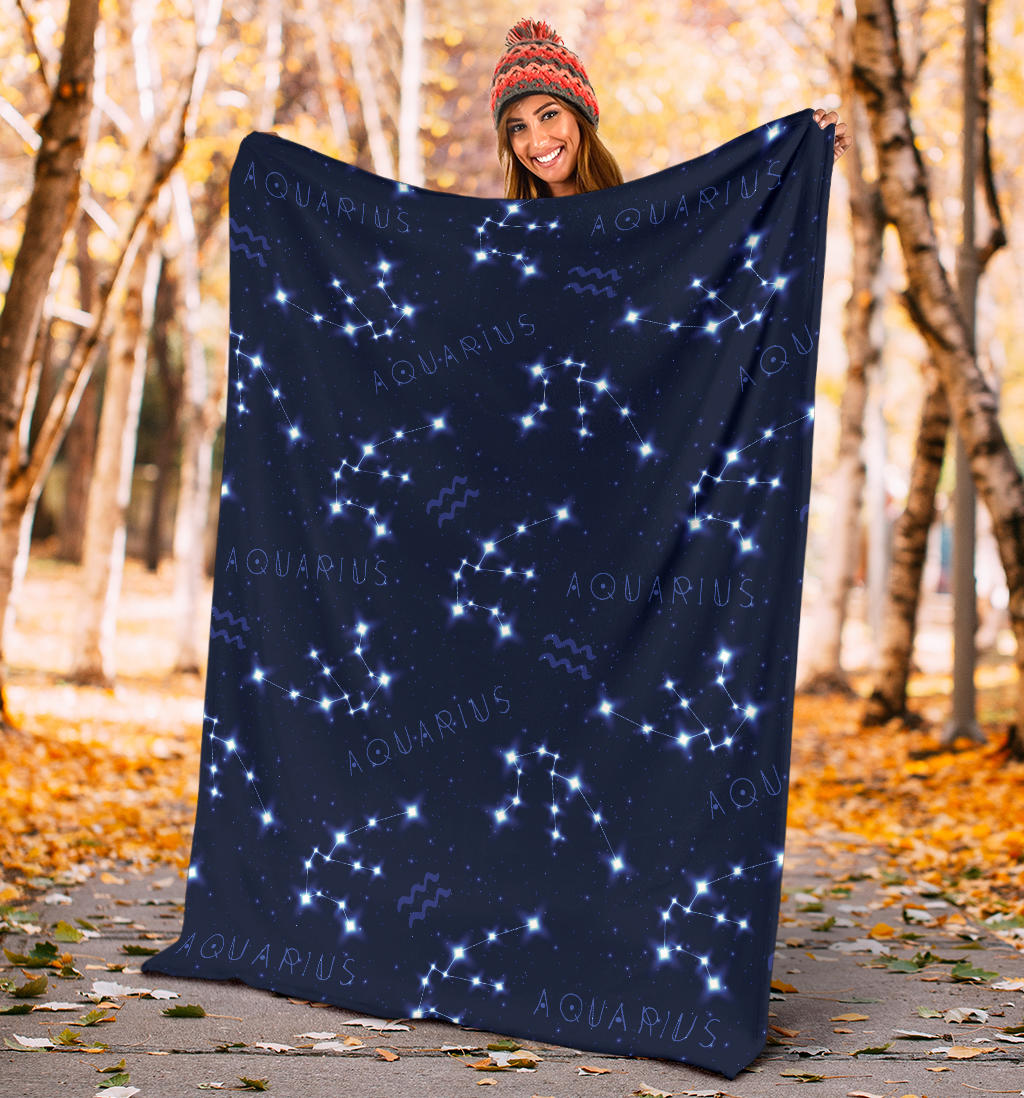 Aquarius Zodiac Pattern Print Design 02 Premium Blanket