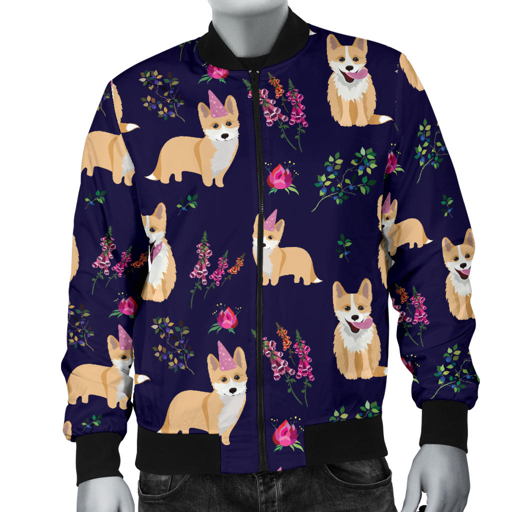 Pembroke Welsh Corgis Pattern Print Design A06 Men Bomber Jacket