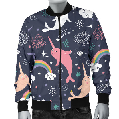 Narwhal Pattern Print Design 01 Men Bomber Jacket