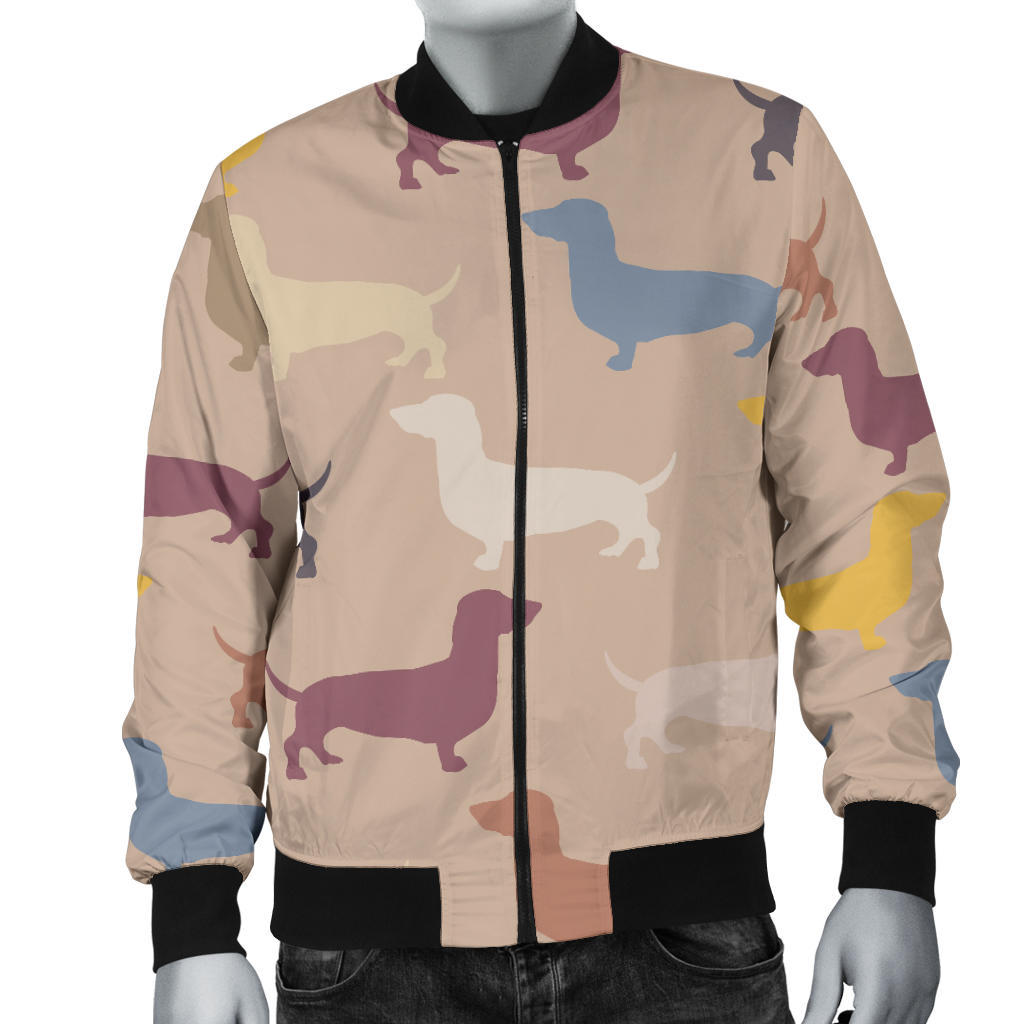 Dachshund Pattern Print Design 03 Men Bomber Jacket
