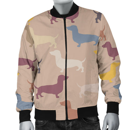 Dachshund Pattern Print Design 03 Men Bomber Jacket