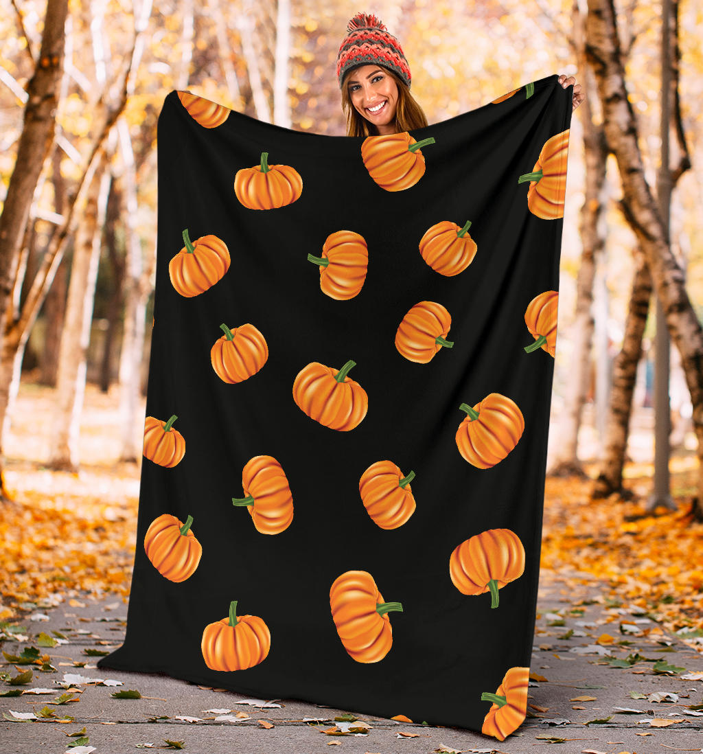 Pumpkin Pattern Print Design A05 Premium Blanket