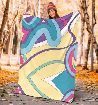 Funky Retro Pattern Print Design A01 Premium Blanket