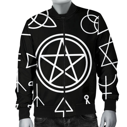 Pentagram Pattern Print Design A02 Men Bomber Jacket