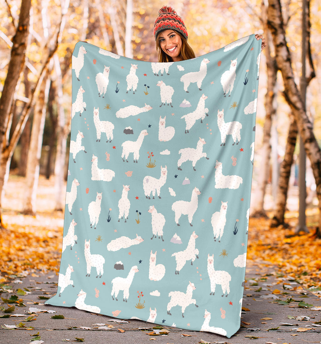 Alpaca Pattern Print Design 02 Premium Blanket