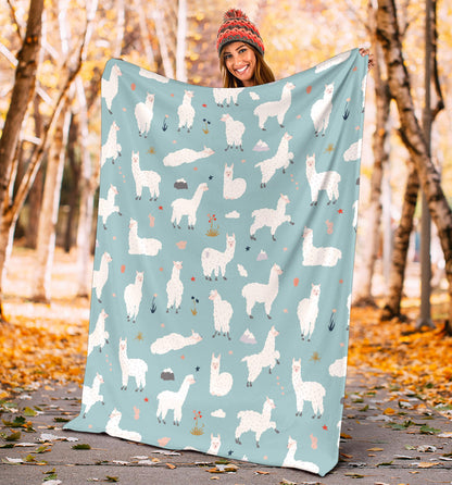 Alpaca Pattern Print Design 02 Premium Blanket