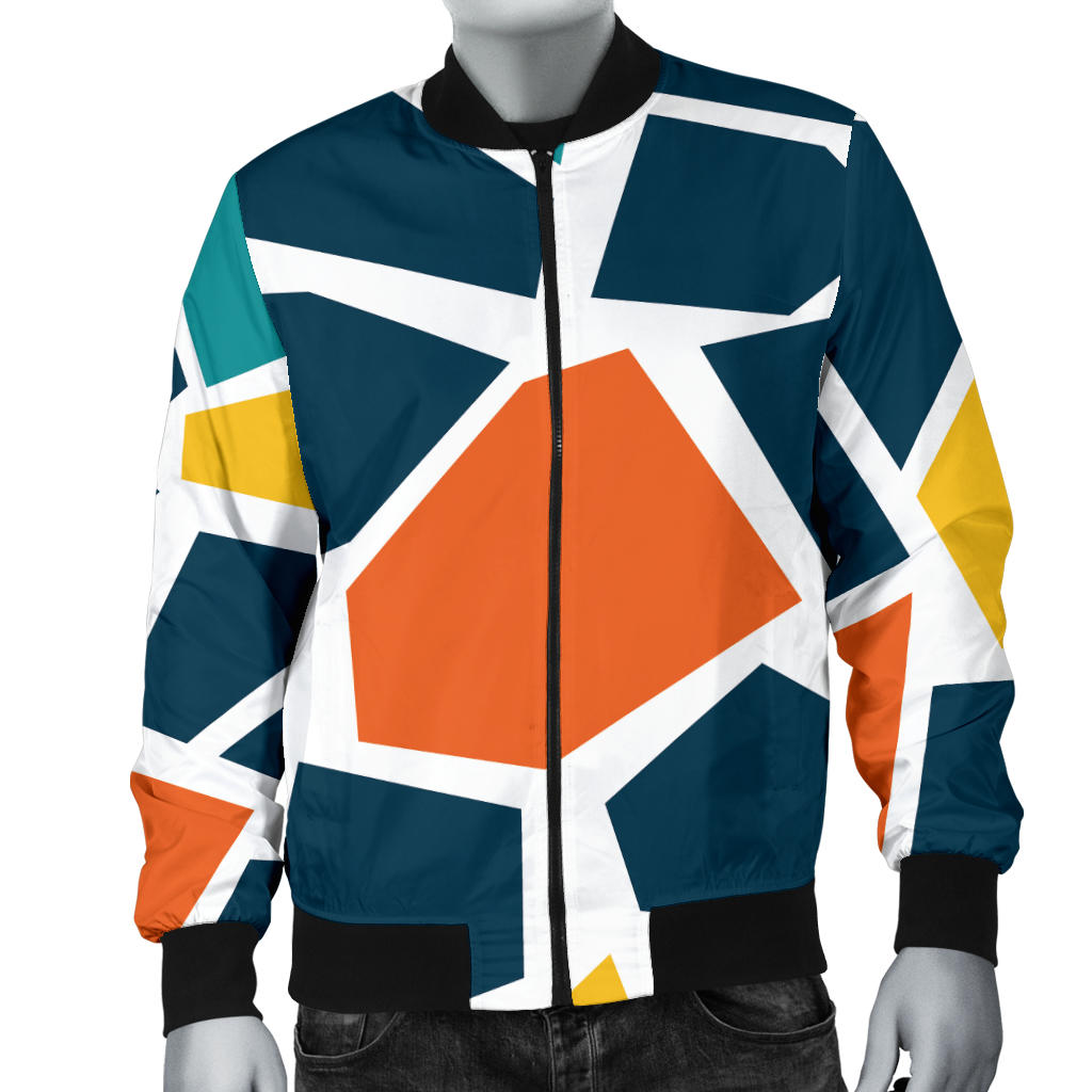 Mosaic Pattern Print Design 02 Men Bomber Jacket