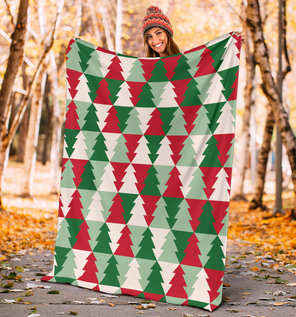 Christmas Tree Pattern Print Design 01 Premium Blanket
