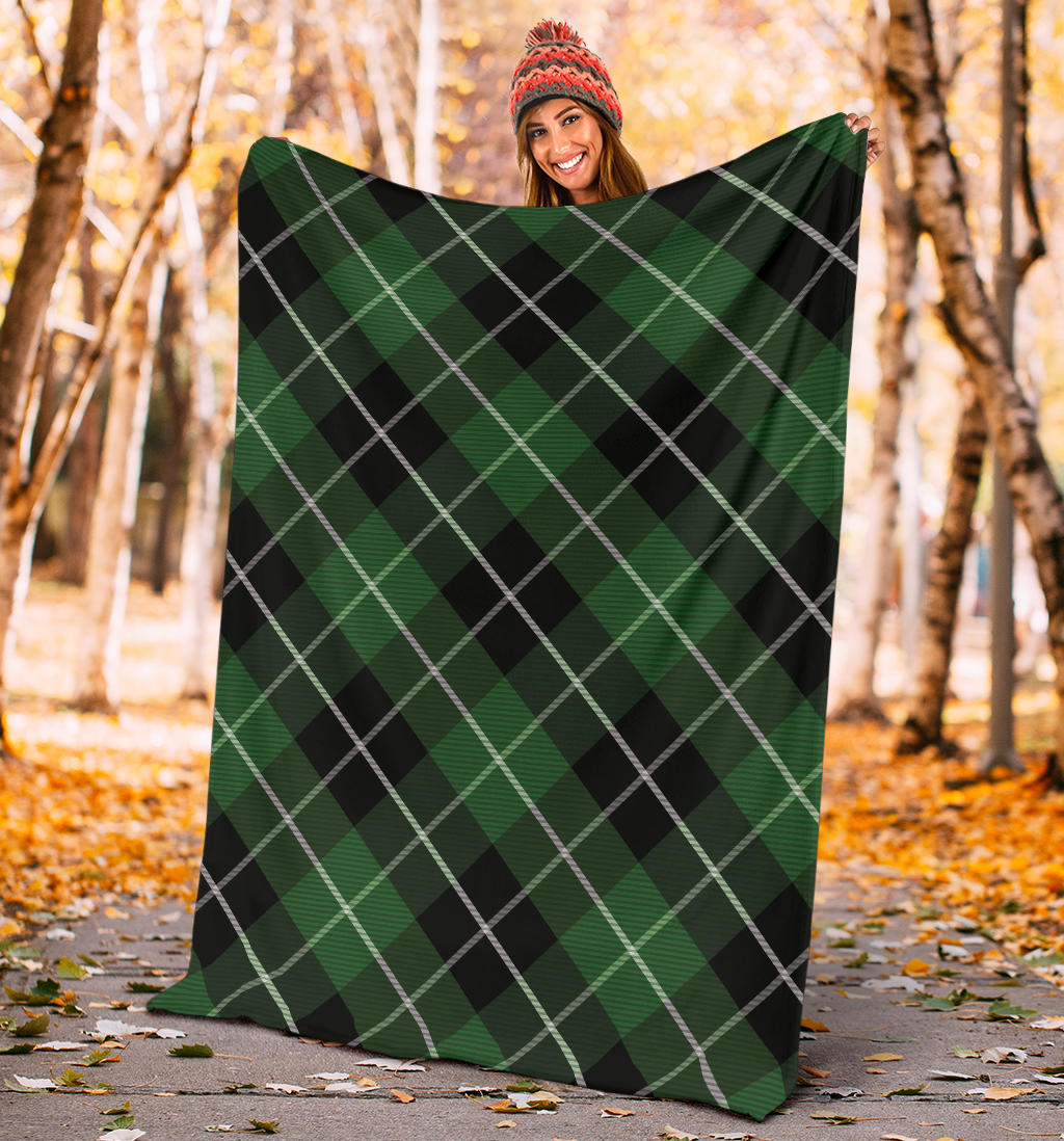 Plaid Green Pattern Print Design A05 Premium Blanket
