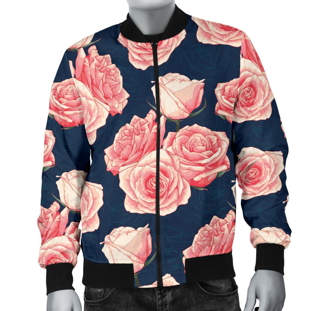 Rose Pattern Print Design A03 Men Bomber Jacket