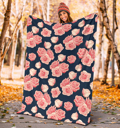 Rose Pattern Print Design A03 Premium Blanket