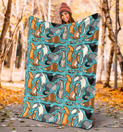 Ferret Pattern Print Design 03 Premium Blanket