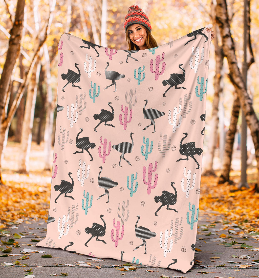 Ostrich Pattern Print Design 03 Premium Blanket