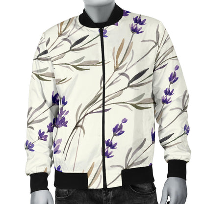 Lavender Pattern Print Design 01 Men Bomber Jacket