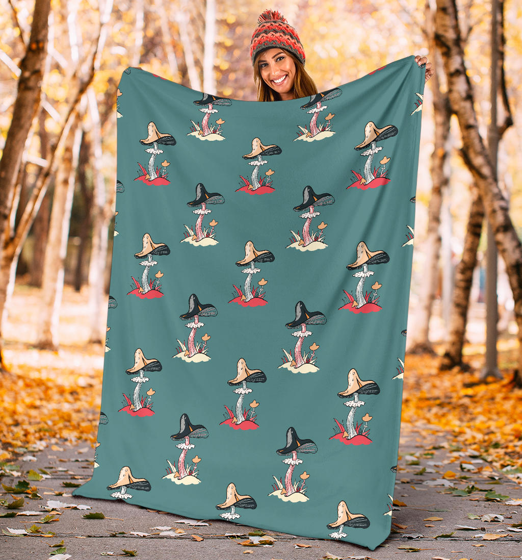Mushroom Pattern Print Design A04 Premium Blanket