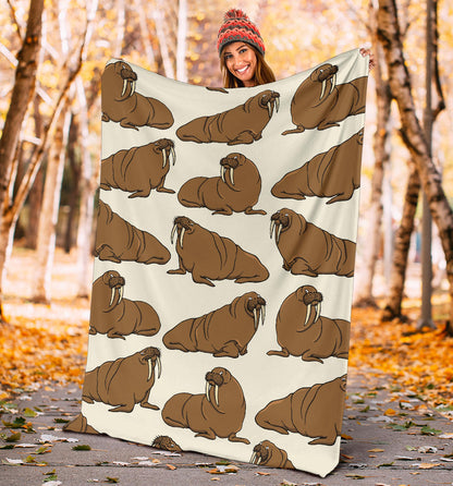 Walrus Pattern Print Design 03 Premium Blanket