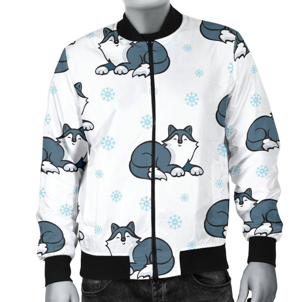 Alaskan Malamute Pattern Print Design 03 Men Bomber Jacket