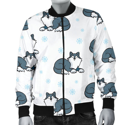 Alaskan Malamute Pattern Print Design 03 Men Bomber Jacket