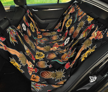 Hula Dancers Hawaiian Style Pattern Print Design 02 Rear Dog Car Seat Cover Hammock
