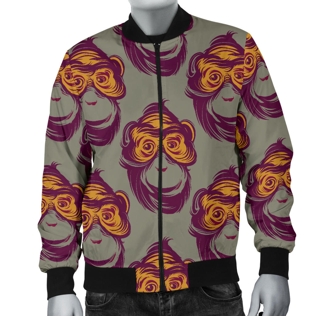 Chimpanzee Pattern Print Design 02 Men Bomber Jacket
