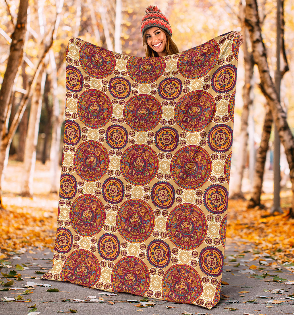 Calendar Aztec Pattern Print Design 01 Premium Blanket