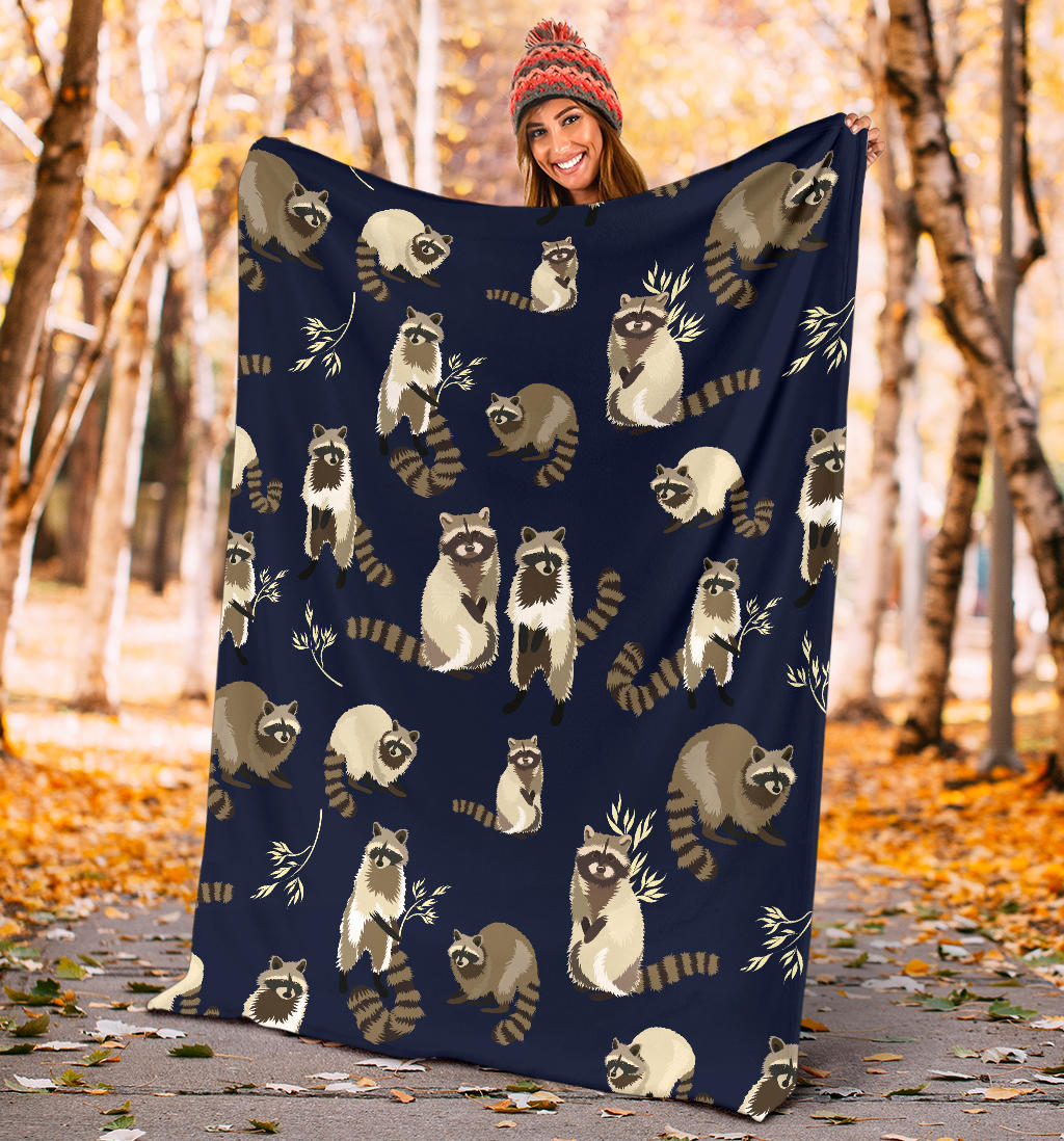 Raccoon Pattern Print Design A06 Premium Blanket