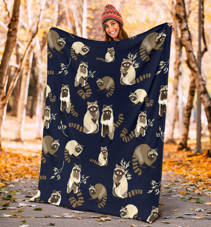 Raccoon Pattern Print Design A06 Premium Blanket