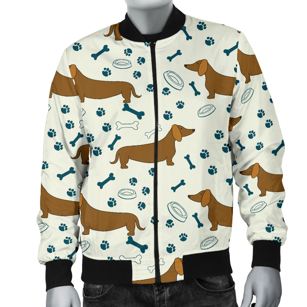 Dachshund Pattern Print Design 01 Men Bomber Jacket