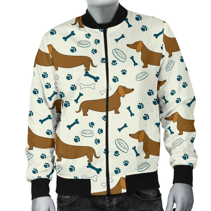 Dachshund Pattern Print Design 01 Men Bomber Jacket