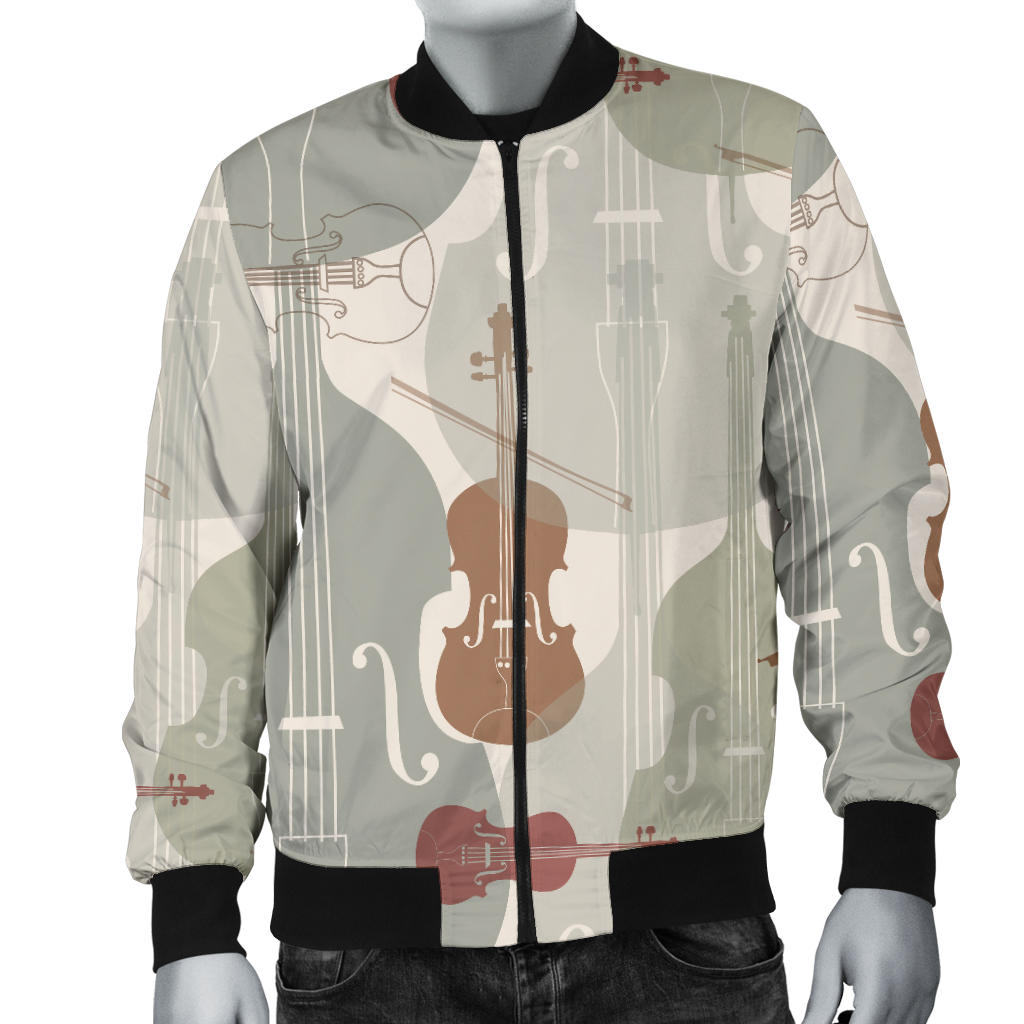 Violin Pattern Print Design 01 Men Bomber Jacket