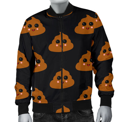 Poop Emoji Pattern Print Design A01 Men Bomber Jacket