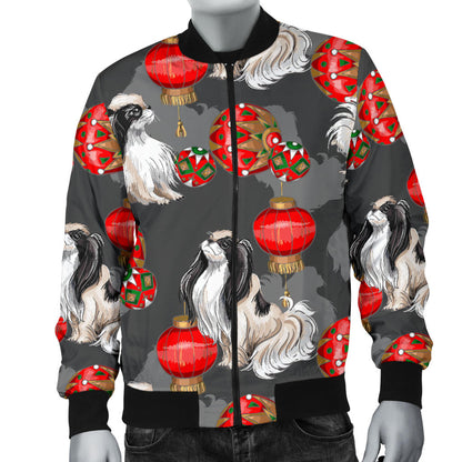 Japanese Chin Pattern Print Design 02 Men Bomber Jacket