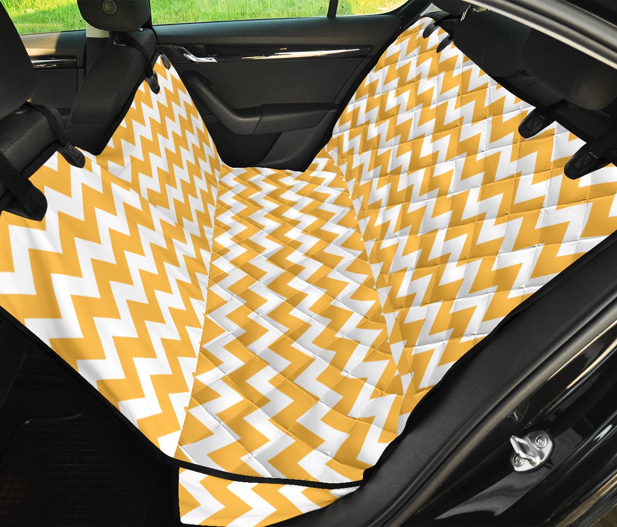 Chevron Orange Pattern Print Design 01 Rear Dog Car Seat Cover Hammock
